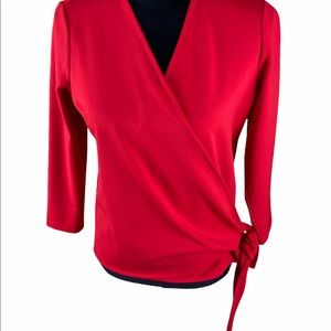 Ann Taylor Red Wrap Top
